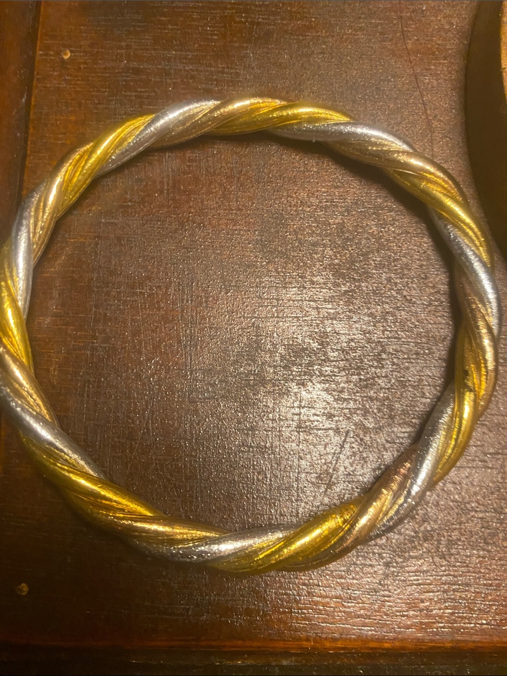 Twisted Two-Tone Gold & Silver Women's Bangle Bracelet